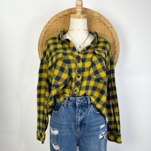 Urban Outfitters BDG Plaid Button Down Crop Top